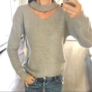 COMFY GREY SWEATSHIRT CHOKER FITTED KNIT SIZE SMAL